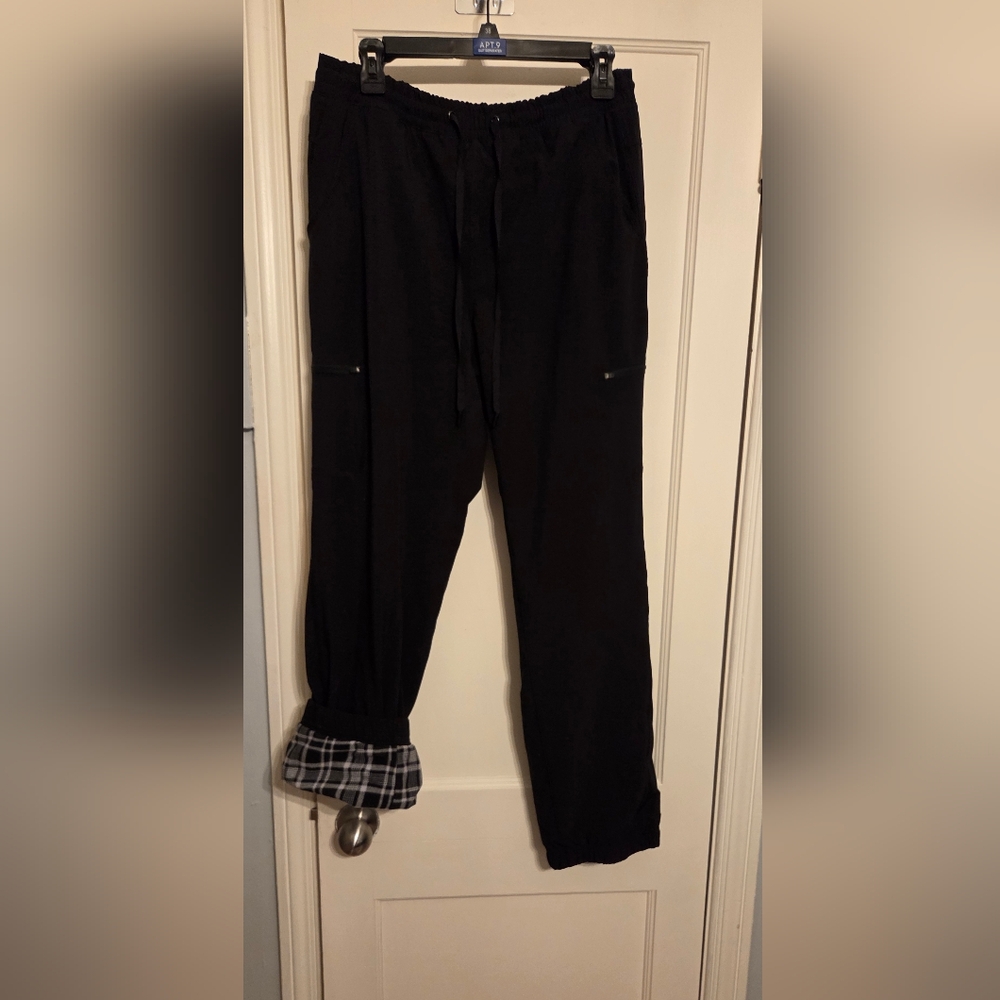 Eddie Bauer Black Pants with Plaid Fleece Lining